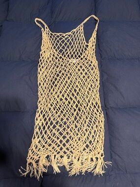REVOLVE Beige Crochet Knit Swim Coverup